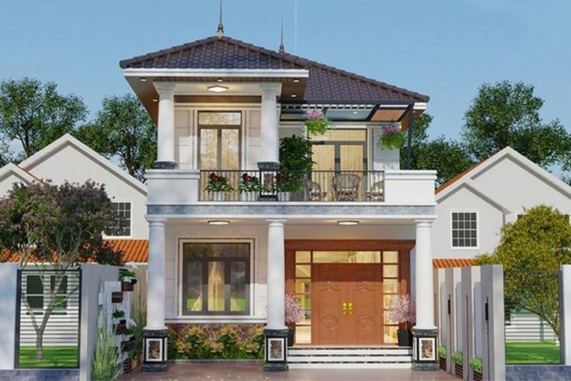 Mẫu nhà 2 tầng mái Nhật 100m2