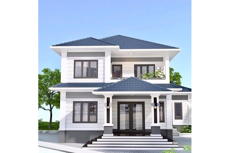 Mẫu nhà 2 tầng mái Nhật 100m2