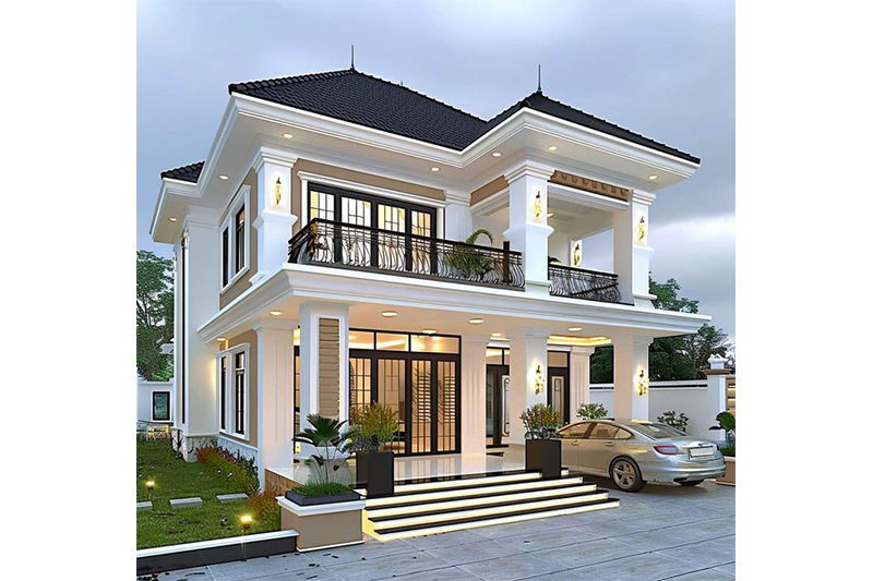 Mẫu nhà 2 tầng mái Nhật 100m2