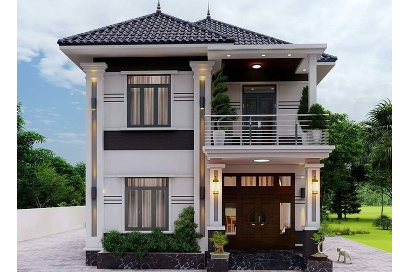 Mẫu nhà 2 tầng mái Nhật 100m2
