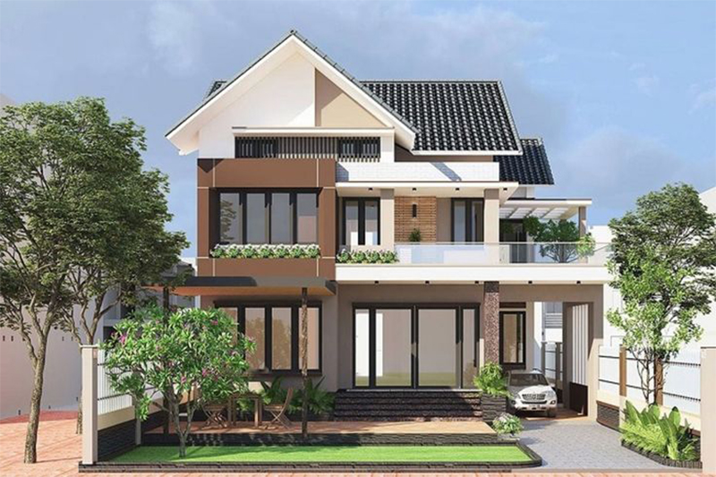 Mẫu Nhà 2 Thò 1 Thụt Hiện Đại