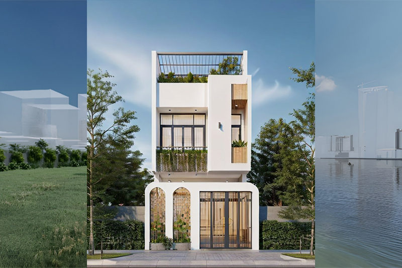 Mẫu nhà phố 2 tầng 6x16m đẹp