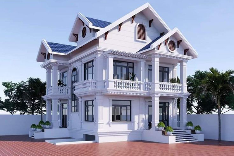 Mẫu nhà vuông 2 tầng 100m2