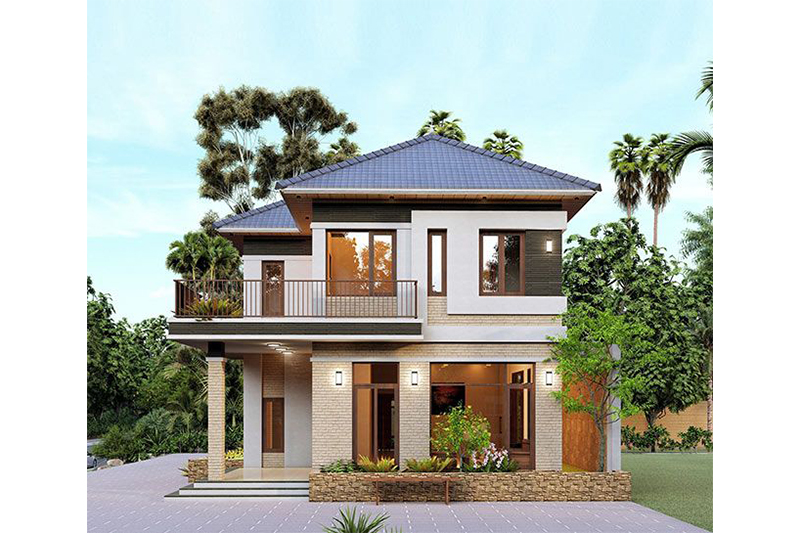 Mẫu nhà vuông 2 tầng 100m2