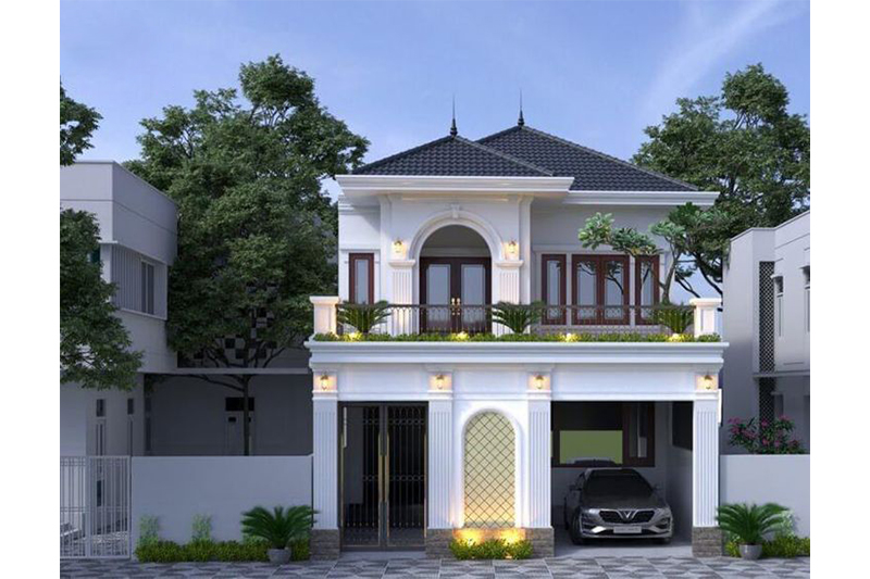 Mẫu nhà vuông 2 tầng 100m2