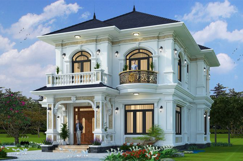 Mẫu nhà vuông 2 tầng 100m2