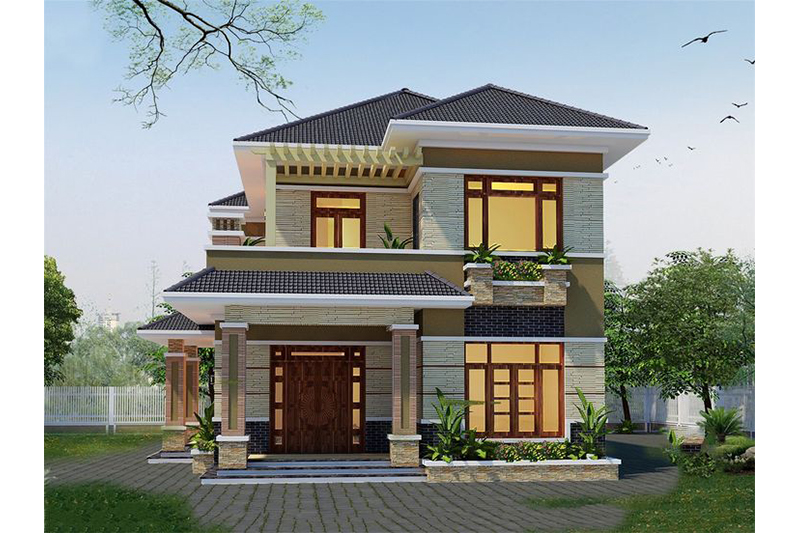 Mẫu nhà vuông 2 tầng 100m2