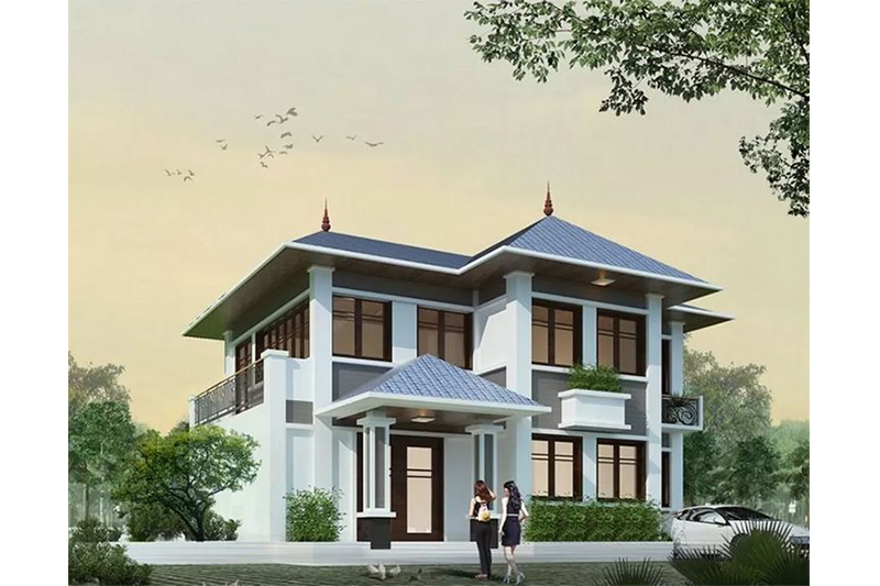 Mẫu nhà vuông 2 tầng 100m2