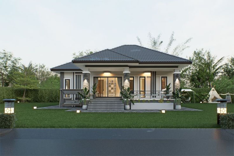 Nhà mái Nhật 1 tầng 4 phòng ngủ