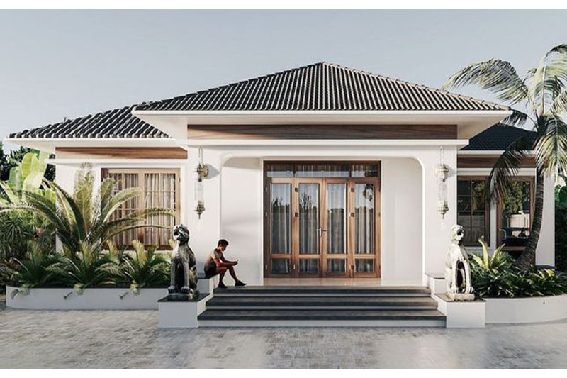 Nhà mái Nhật 1 tầng 4 phòng ngủ