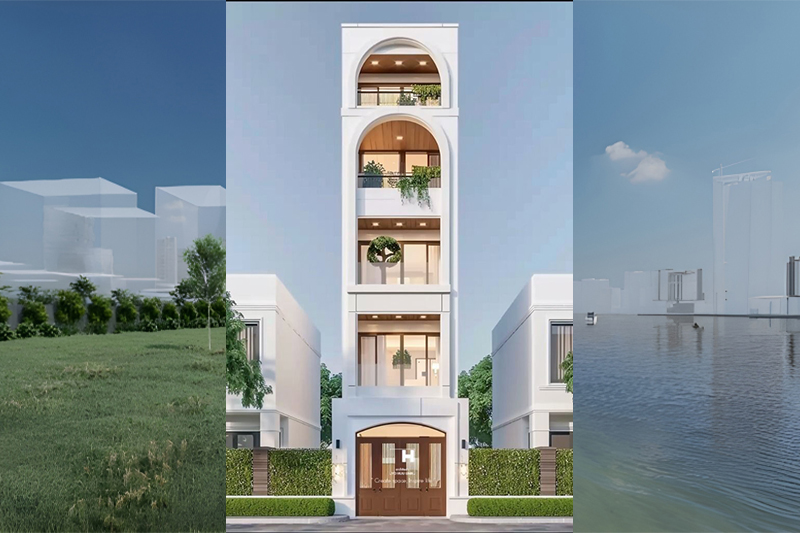Nhà phố 6x20m 5 tầng hiện đại