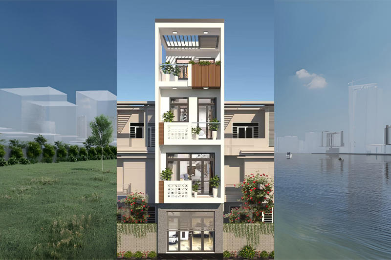 Nhà phố 6x20m 5 tầng hiện đại