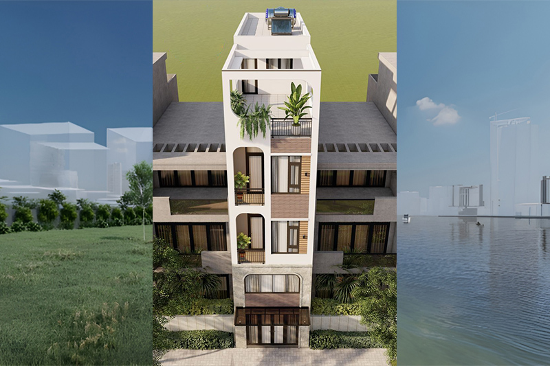 Nhà phố 6x20m 5 tầng hiện đại
