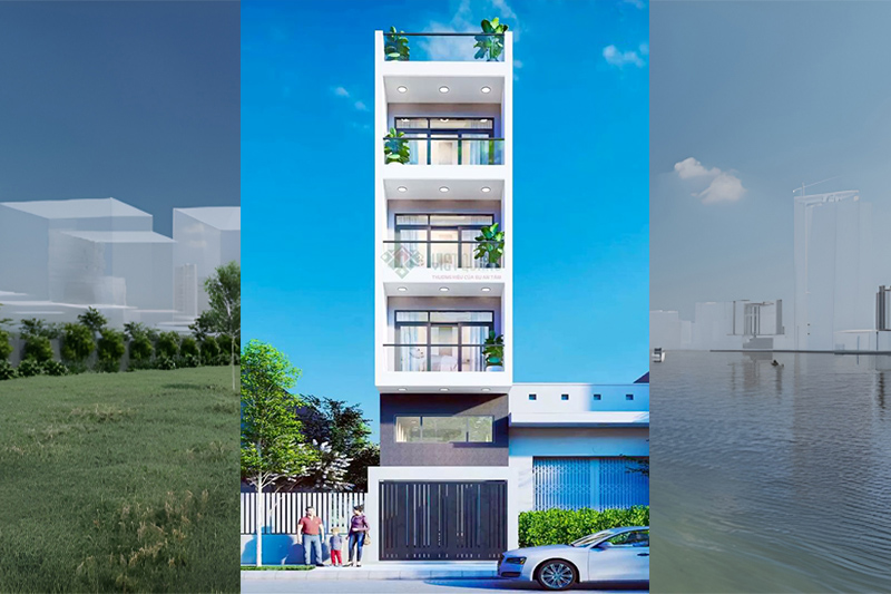 Nhà phố 6x20m 5 tầng hiện đại