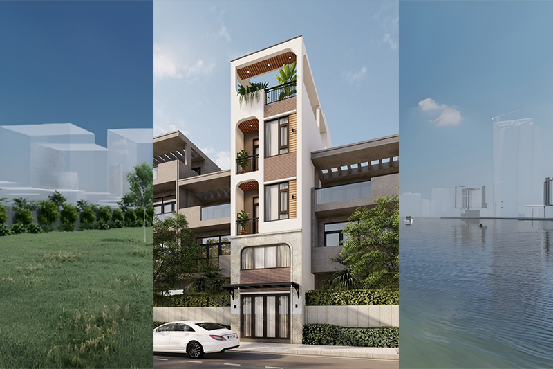Nhà phố 6x20m 5 tầng hiện đại