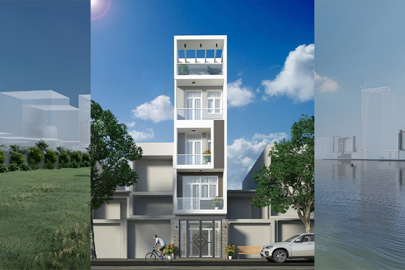 Nhà phố 6x20m 5 tầng hiện đại