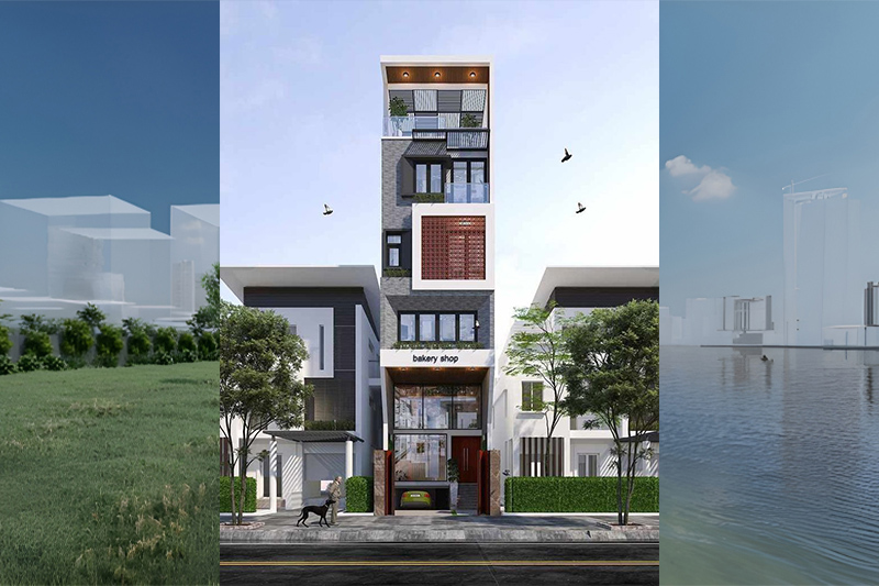 Nhà phố 6x20m 5 tầng hiện đại