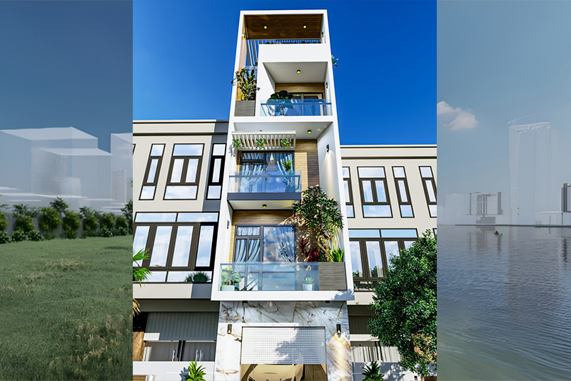 Nhà phố 6x20m 5 tầng hiện đại