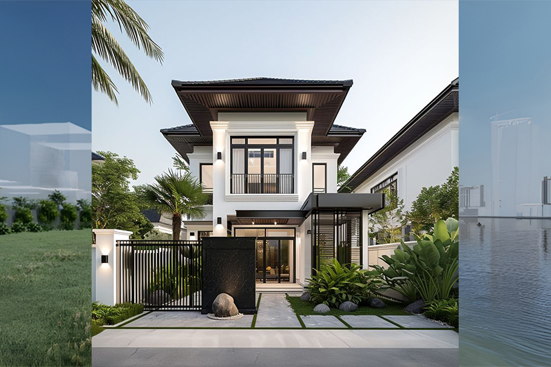 Mẫu thiết kế nhà 2 tầng 8x12m đẹp