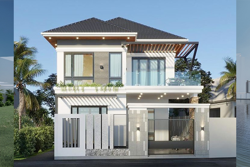 Mẫu thiết kế nhà 2 tầng 8x12m đẹp