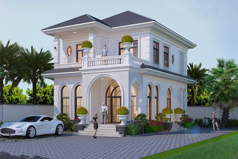 Mẫu thiết kế nhà 2 tầng 9x10m đẹp