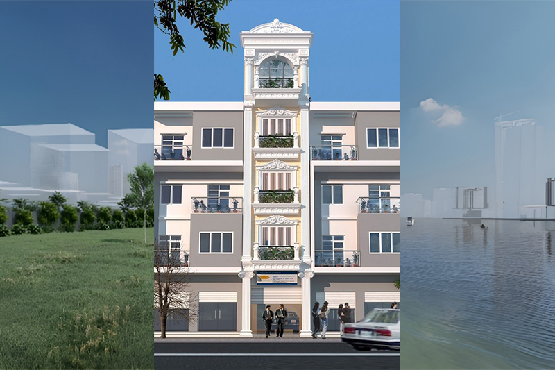 Mẫu nhà bán hầm kết hợp kinh doanh