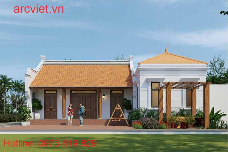 nhà gỗ 3 gian hiện đại