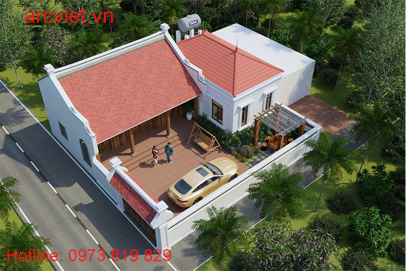 nhà gỗ 3 gian hiện đại