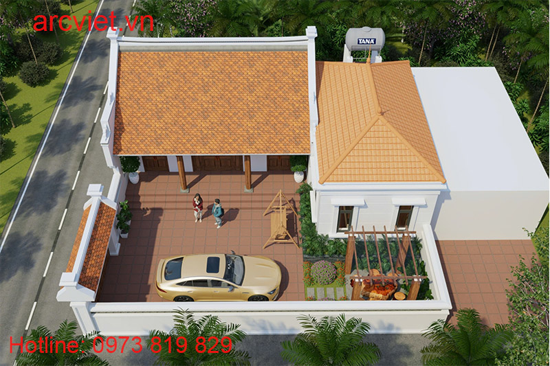 nhà gỗ 3 gian hiện đại