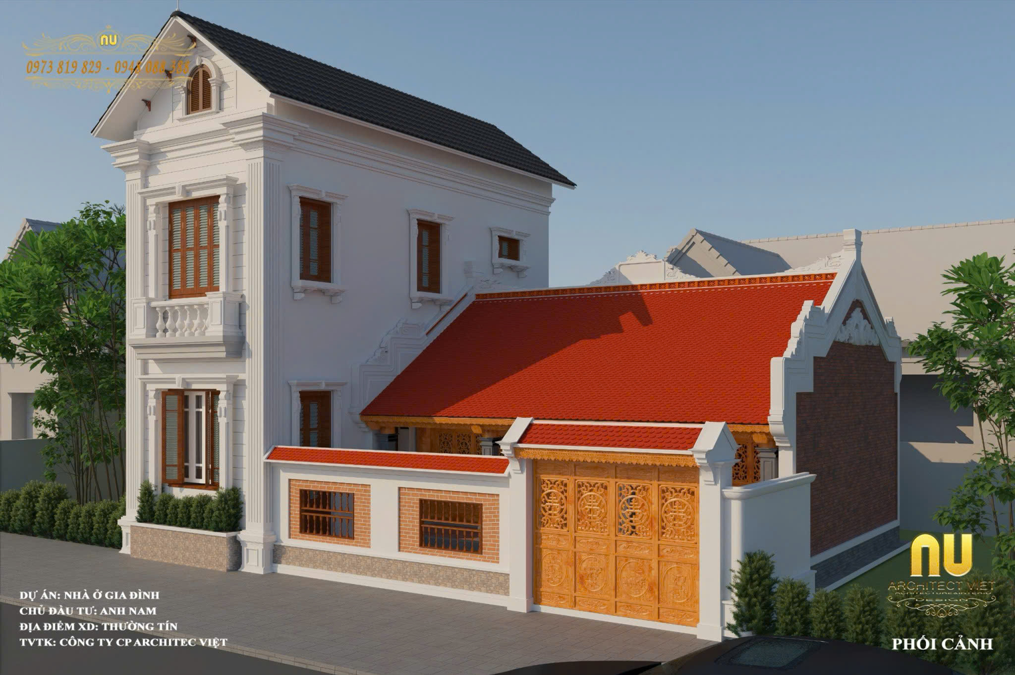 Nhà gỗ 3 gian hiện đại