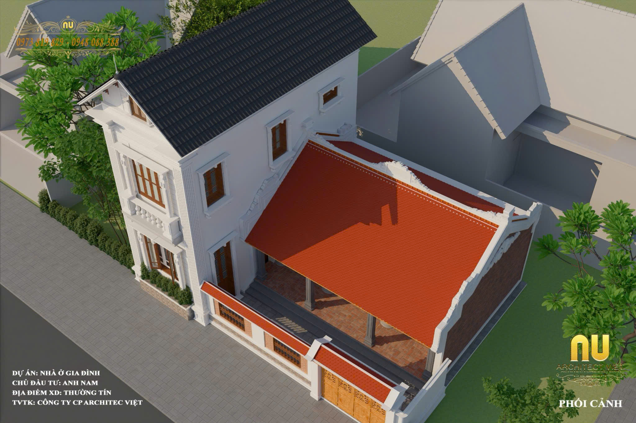 Nhà gỗ 3 gian hiện đại