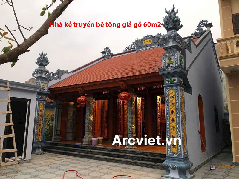 Nhà kẻ truyền bê tông giả gỗ 60m2