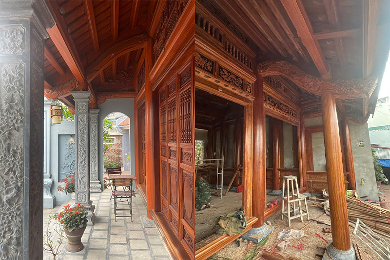 Hình ảnh nội thất bên trong nhà thờ họ 3 gian