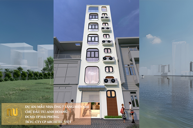 Mẫu Thiết Kế Nhà Ống 7 Tầng Hiện Đại Đẹp