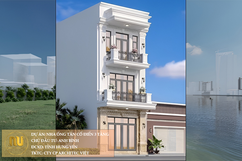 Mẫu Nhà Ống Tân Cổ Điển 3 Tầng Đẹp