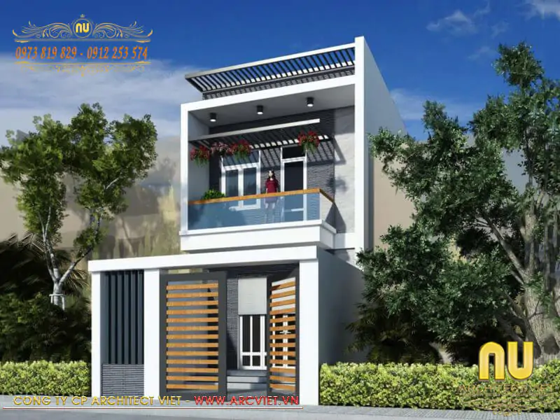 Mẫu Mặt Tiền Nhà Ống 2 Tầng Hiện Đại