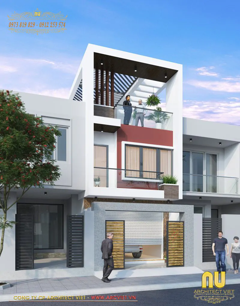 Mẫu Nhà 2 Tầng 1 Tum 5x15