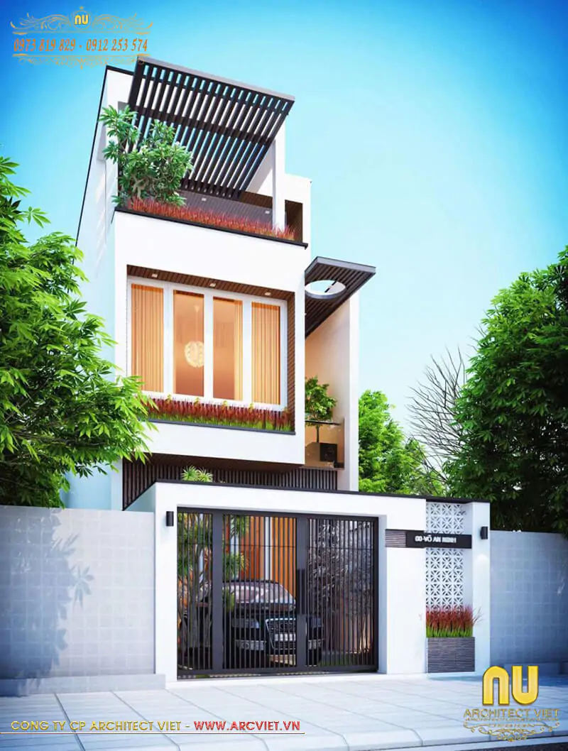 Mẫu Nhà 2 Tầng 1 Tum 5x15m 4 Phòng Ngủ