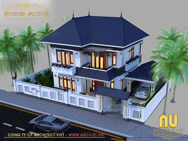 Mẫu Nhà 2 Tầng Mái Nhật 8x12