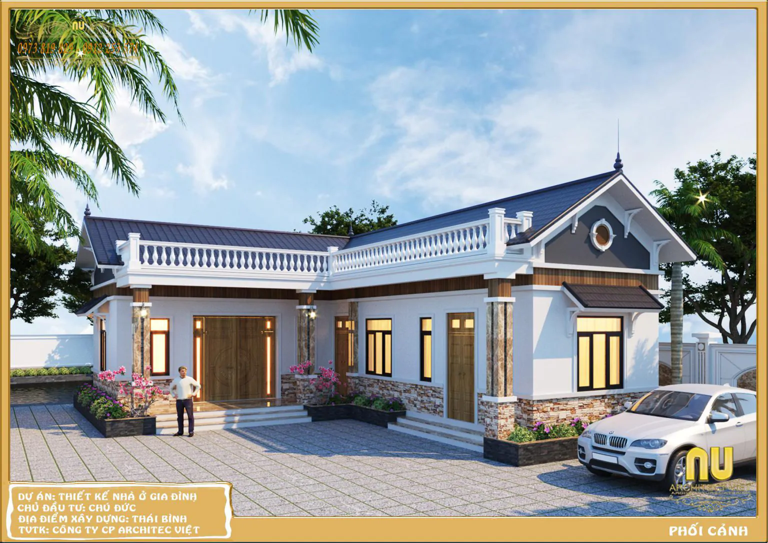 Mẫu Nhà Cấp 4 120m2 3 Phòng Ngủ 1 Thờ