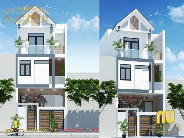 Mẫu Nhà Ống Đẹp 3 Tầng 5m Mái Thái