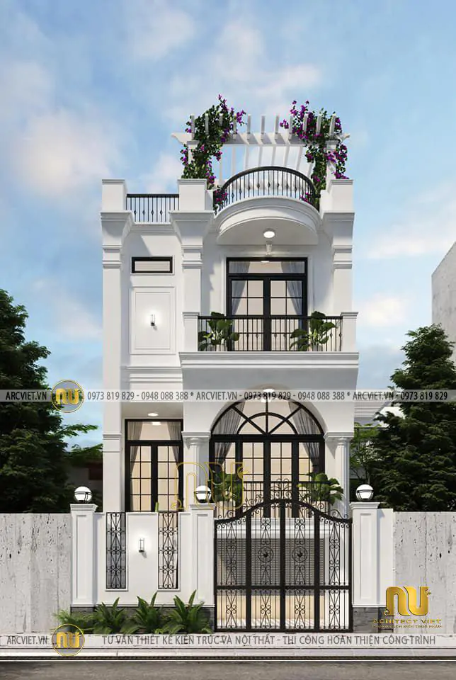 Mẫu Nhà Tân Cổ Điển 3 Tầng Mặt Tiền 7m
