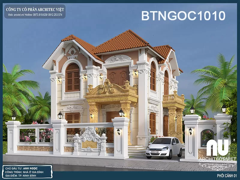 Mẫu Nhà 2 Tầng Mái Thái 120m2 Đẹp