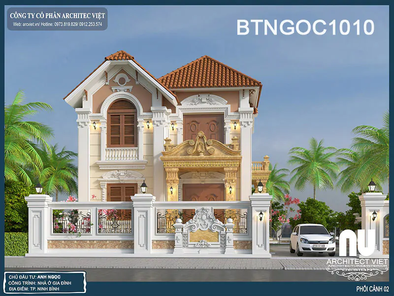 Mẫu Nhà 2 Tầng Mái Thái 120m2 Đẹp