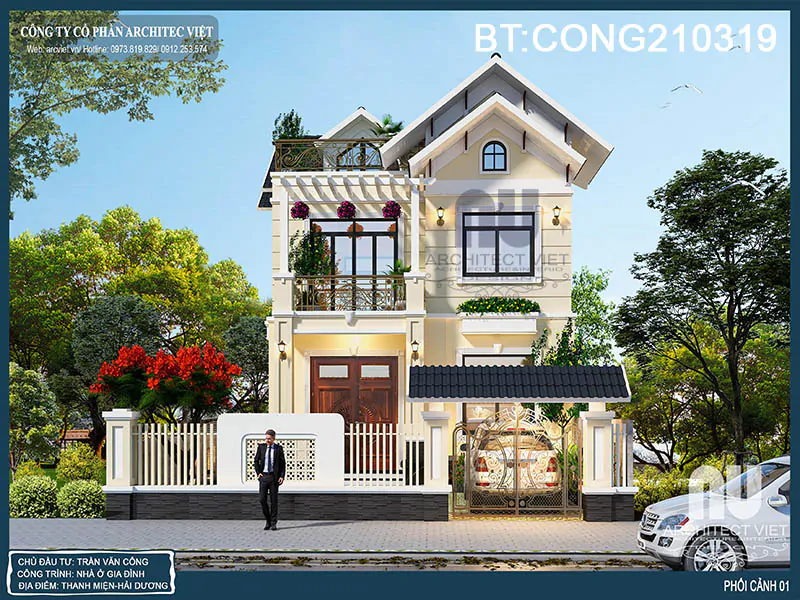 Mẫu Nhà 2 Tầng Mái Thái 80m2