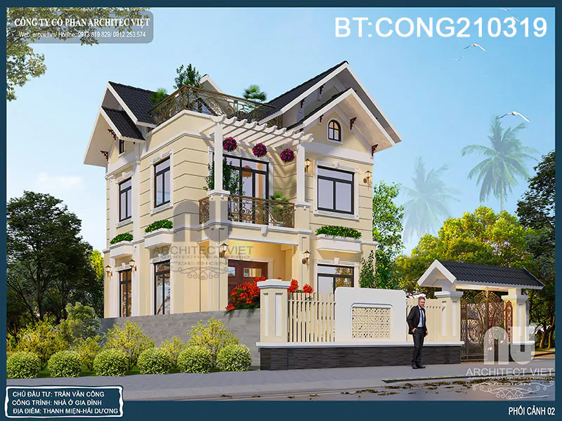 Mẫu Nhà 2 Tầng Mái Thái 80m2