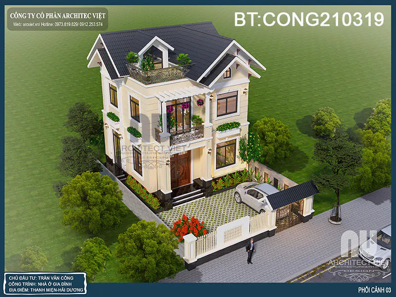 Mẫu Nhà 2 Tầng Mái Thái 80m2