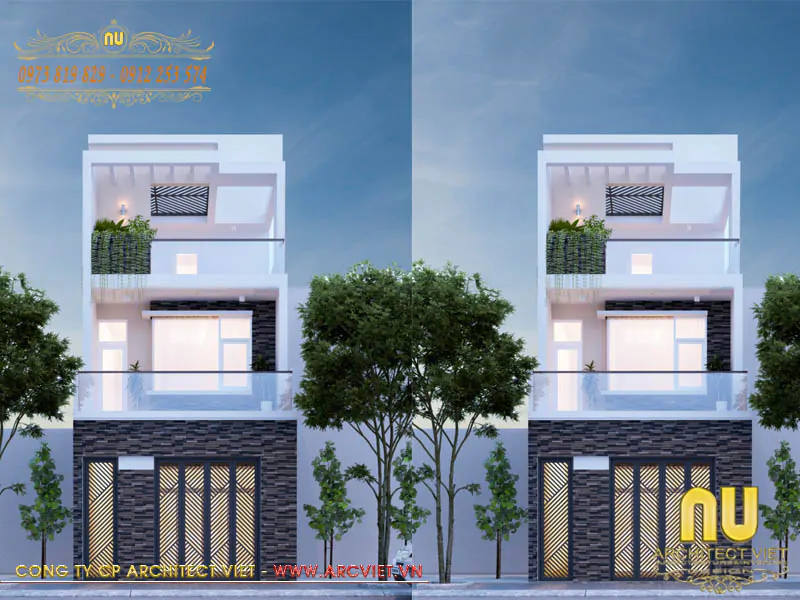 Mẫu Nhà 5x20 2 Tầng 1 Tum