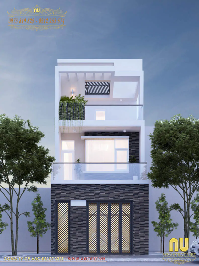 Mẫu Nhà 5x20 2 Tầng 1 Tum