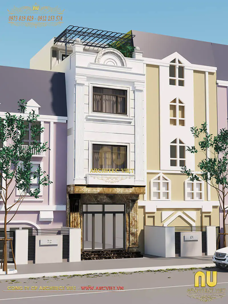 Mẫu Nhà 5x20 3 Tầng Tân Cổ Điển